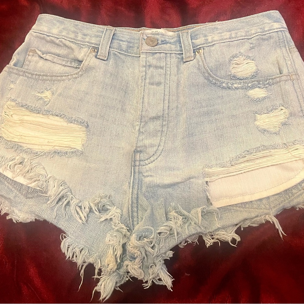 Abercrombie & Fitch Light Blue Ripped Denim Cutoff Shorts